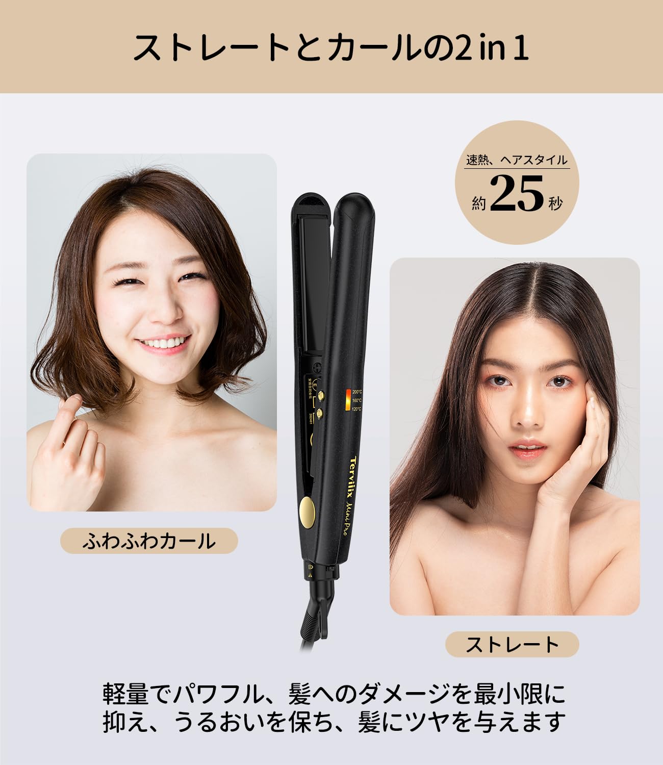 Amazon.co.jp: Terviiixミニストレートアイロン13mm セラミックヘア